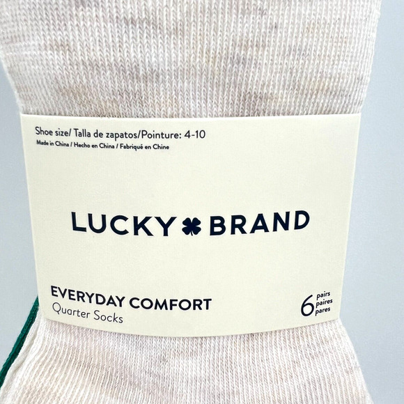 Lucky Brand Women’s Everyday Comfort Active Logo Socks 6 Pair Quarter Crew Green - Picture 11 of 16